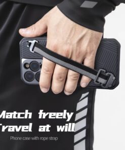 Alternative view of Nilkin With Rope Strap Luxury Sports 3D Texture Shockproof Cover iPhone 14 Pro Max