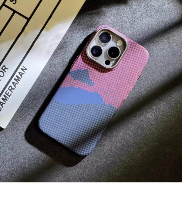 Luxury Premium Patterned Cloud Hard PC Metal Lens Slim Magsafe Magnetic Matte Karbon Case For iPhone Series - Image 3