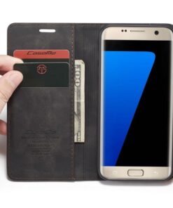 Alternative view of CaseMe Samsung Galaxy S7 Edge Retro Matte Soft Flip Leather Wallet Case Coffee