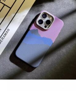 Alternative view of Luxury Premium Patterned Cloud Hard PC Metal Lens Slim Magsafe Magnetic Matte Karbon Case For iPhone Series