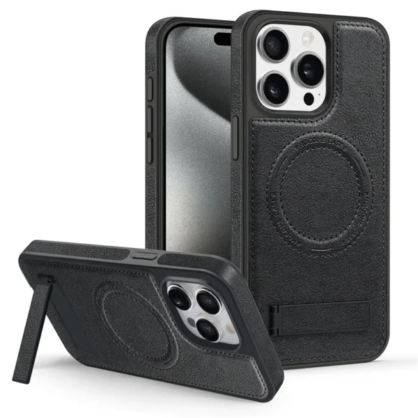 Luxury Magnetic Back Cover Wireless Charging Leather  Case For iPhone 13 14 15 16 ProMax Series - Image 5