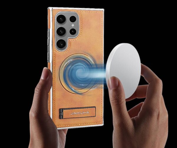 Luxury Premium PU Leather Invisible Stand Magnetic Wireless Charging Case for Samsung Galaxy S23/S24 Ultra - Image 29