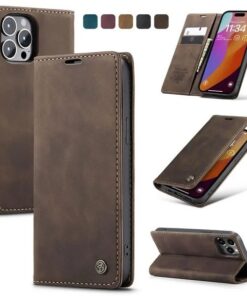 iPhone 14/15 Series CaseMe Soft PU Leather Flip Wallet Case with 2 Credit Card Slots and Magnetic Closure