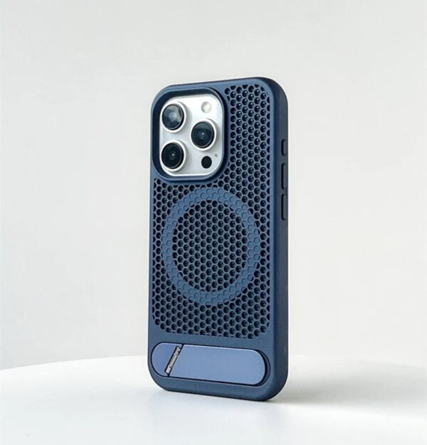 Luxury Premium Mesh Heat Cooling Wireless Charging MagSafe Invisible Stand Hard Case Cover For iPhone Series - Image 27