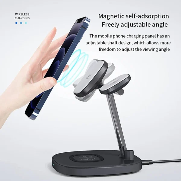 WiWU Smart 4 in 1 Wireless Magnetic Adjustable 15W Wireless Fast Charger for iPhones - Image 3