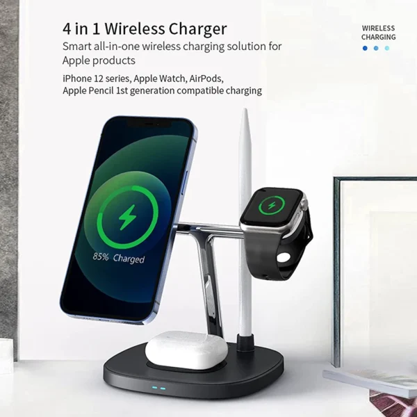 WiWU Smart 4 in 1 Wireless Magnetic Adjustable 15W Wireless Fast Charger for iPhones - Image 5