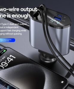 120W 4 IN 1 Retractable Car Charger USB C Cable Fast Charge Cord Adapter PD QC3.0