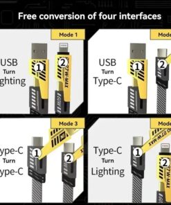 Alternative view of Luxury Premium 4 in 1 65W Fast Charging Lightning Nylon Braided USB Type C Cable