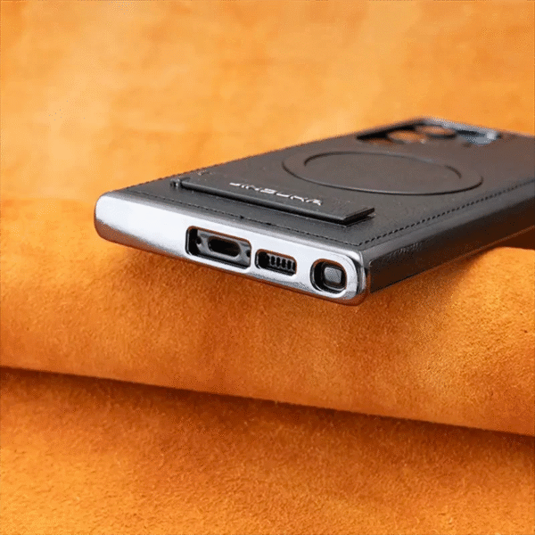 Luxury Premium PU Leather Invisible Stand Magnetic Wireless Charging Case for Samsung Galaxy S23/S24 Ultra - Image 12