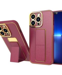 Premium Luxury Leather Case Magnetic Car Mount Holder Wrist Strap Case Kickstand Cover for iPhone Series