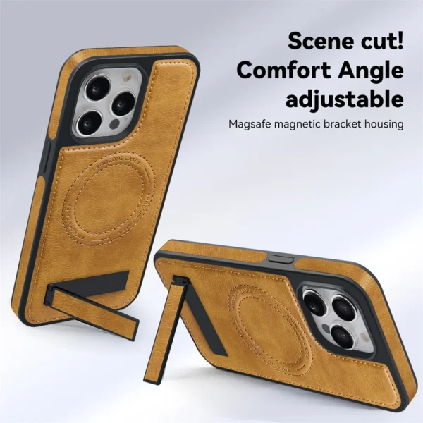 Luxury Magnetic Back Cover Wireless Charging Leather  Case For iPhone 13 14 15 16 ProMax Series - Image 7