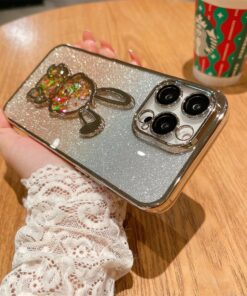 Alternative view of Luxury Premium Eletroplated Glitter Quicksand Cartoon Bear Case for iPhone Series