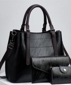 Alternative view of Fashion 3pcs Faux Leather Tote Handbag with Clutch Purse and Credit Card Holder, Women's Shoulder Bag