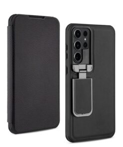 Piblue 360 Premium Leather Flip Case with Camera Protection for Samsung S23/S24/S25 Ultra Series