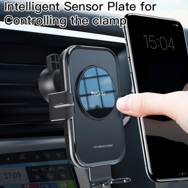 Yesido 15W Car Wireless Fast Charger Smart Induction Suction Cup Phone Holder - Image 11