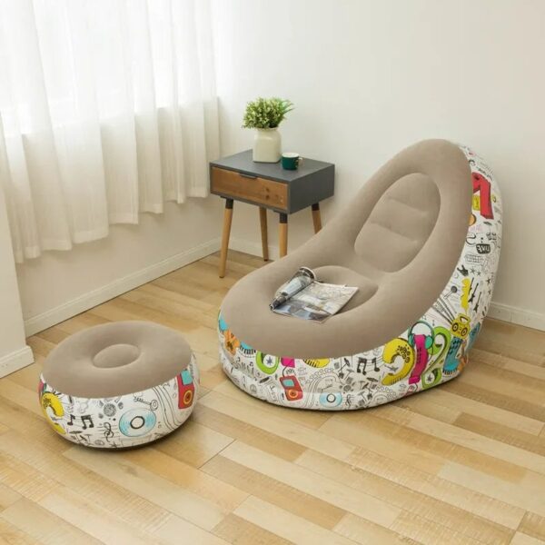 Luxury Premium Inflatable Lounge Chair With Soft Comfortable Ottoman Portable Couch Deck Chair - Image 2