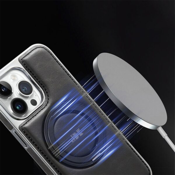 Fun-Casery Magnetic Kickstand Shockproof Leather Case for IPHONE 16/15/14 PRO MAX SERIES - Image 3