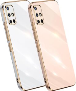 Luxury Premium Electroplated Gold Plated Case Cover and 3D Glass Protector For Samsung Galaxy A51