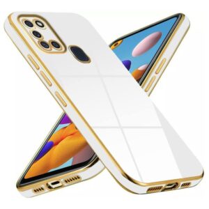 Luxury Premium Electroplated Gold Plated Case Cover and 3D Glass Protector For Samsung Galaxy A21S