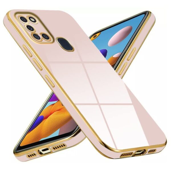 Luxury Premium Electroplated Gold Plated Case Cover and 3D Glass Protector For Samsung Galaxy A21S - Image 10