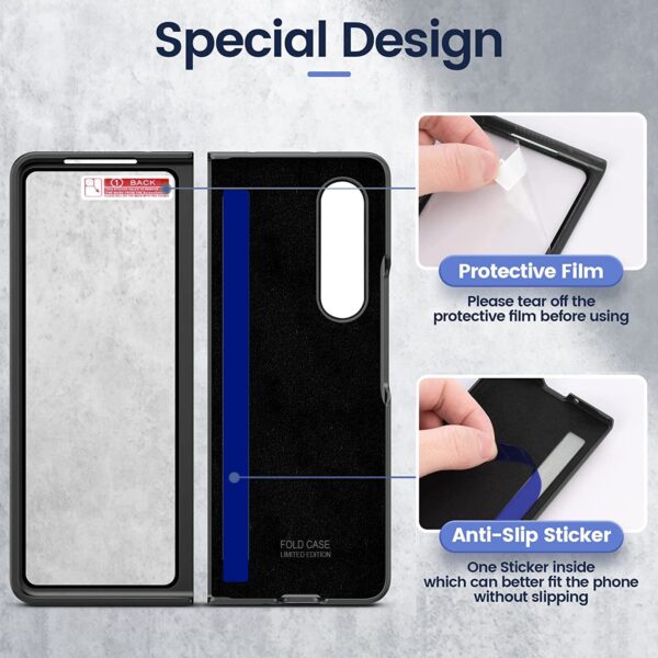 Samsung Galaxy Z Fold 3 4 5 6 Series, Luxury Plating Edge Case with Hanging Ring Anti-Scratch Screen Protection Leather Cover - Image 23