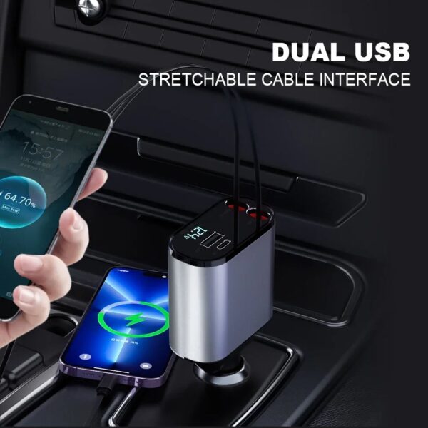 120W 4 IN 1 Retractable Car Charger USB C Cable  Fast Charge Cord Adapter PD QC3.0 - Image 30
