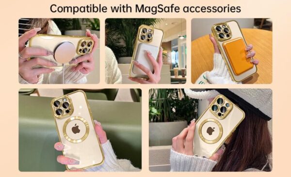 Luxury Premium Transparent Plating Magsafe with Full Camera Lens Case Cover For iPhone 15 Pro Max/16 Pro Max - Image 16