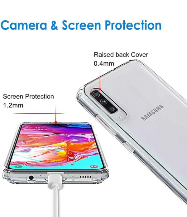Luxury Premium Anti-Burst Transparent Case Cover and 3D Glass Protector For Samsung Galaxy A70 - Image 21