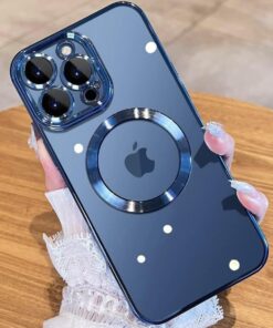 Alternative view of Luxury Premium Transparent Plating Magsafe with Full Camera Lens Case Cover For iPhone 15 Pro Max/16 Pro Max