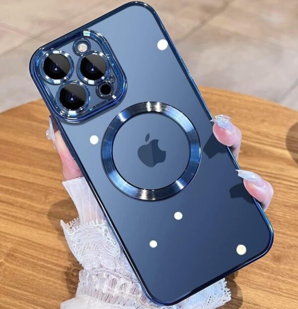 Luxury Premium Transparent Plating Magsafe with Full Camera Lens Case Cover For iPhone 15 Pro Max/16 Pro Max - Image 2