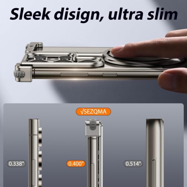 Luxury Magsafe Magnetic Frameless Aluminum Alloy Shockproof Stand Metal Phone Case For Samsung Galaxy S24 Ultra - Image 3