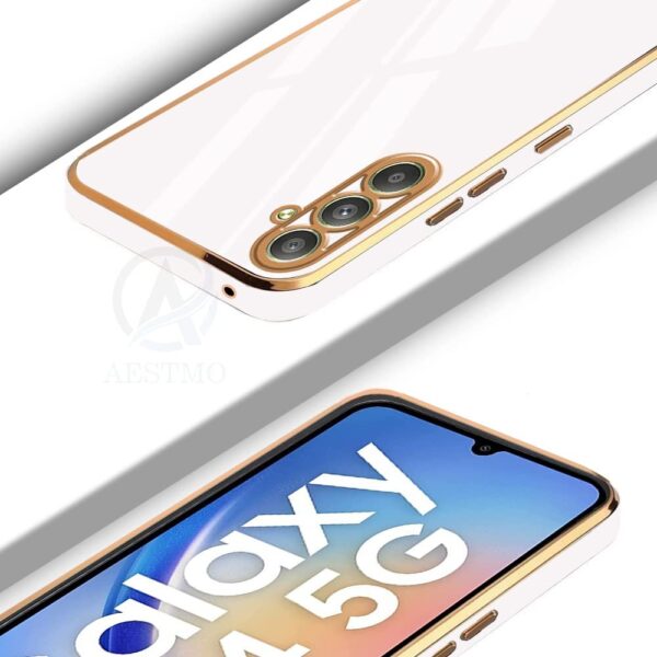 Luxury Premium Electroplated Gold Plated Case Cover and 3D Glass Protector For Samsung Galaxy A14/A34/A54 - Image 9