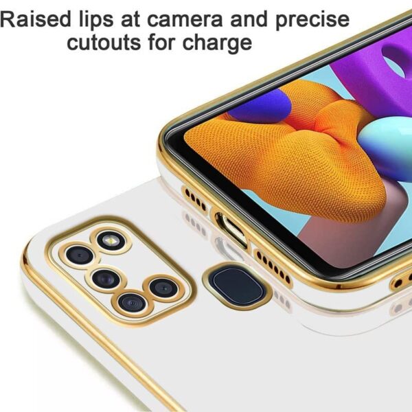 Luxury Premium Electroplated Gold Plated Case Cover and 3D Glass Protector For Samsung Galaxy A21S - Image 13