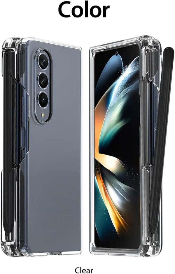 NINKI Crystal Clear Transparent with S Pen Slot Hinge Protective Cover Case for Galaxy Z Fold 3/Z Fold 4 - Image 2