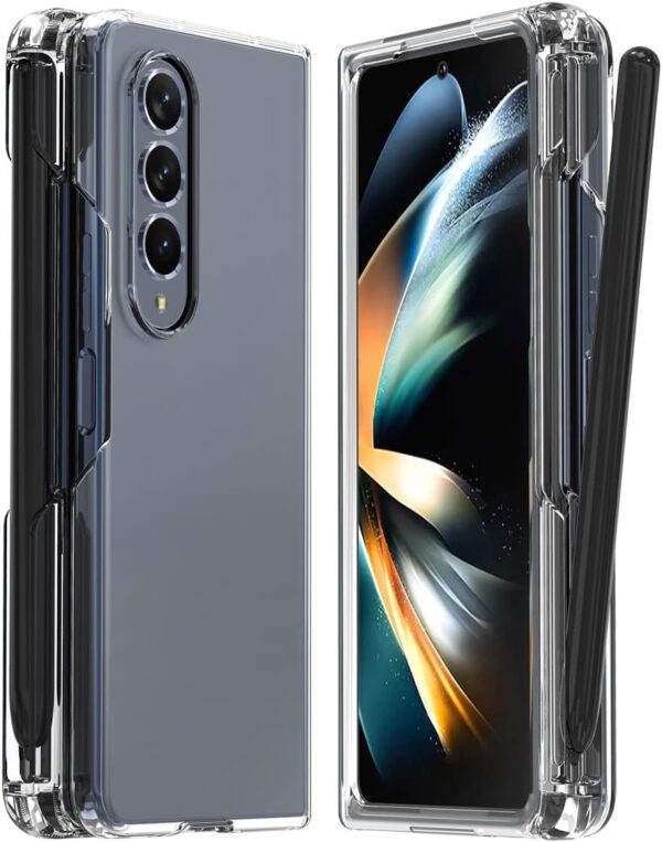 NINKI Crystal Clear Transparent with S Pen Slot Hinge Protective Cover Case for Galaxy Z Fold 3/Z Fold 4 - Image 3