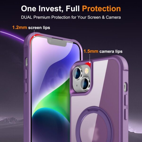 Luxury Premium Traslucent Case Cover With Ring Stand For iPhone 14/14 Plus - Image 3