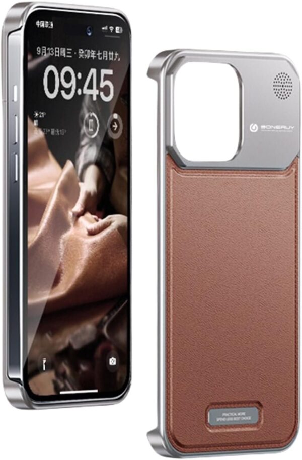 Luxury Premium Luxury Leather Magnetic Aluminum Fragrance Case Cover For iPhone 15 Pro/15 Pro Max - Image 4