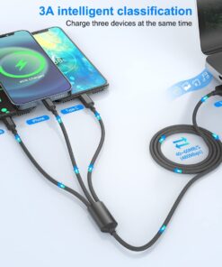 3 In 1 Multi Port USB Type C Nylon Braided Universal Charging Cable