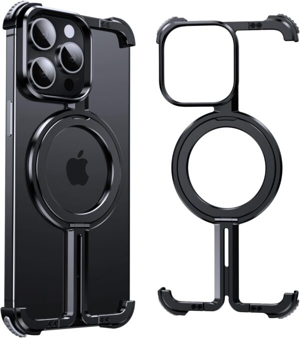 Luxury Premium Metal Framless Magsafe Magnetic Stand Phone Case Cover For iPhone Series - Image 4