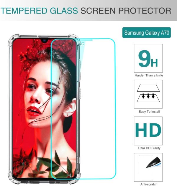 Luxury Premium Anti-Burst Transparent Case Cover and 3D Glass Protector For Samsung Galaxy A70 - Image 12