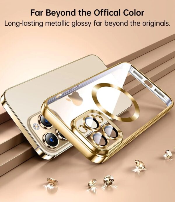Luxury Premium Transparent Plating Magsafe with Full Camera Lens Case Cover For iPhone 15 Pro Max/16 Pro Max - Image 18
