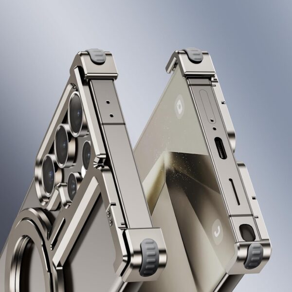 Luxury Magsafe Magnetic Frameless Aluminum Alloy Shockproof Stand Metal Phone Case For Samsung Galaxy S24 Ultra - Image 20