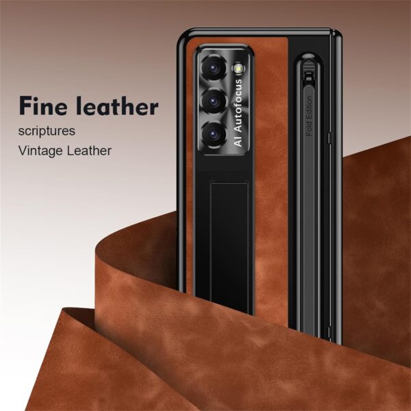 Luxury Premium Retro Leather Folding Stand Phone Case For Samsung Galaxy Z Fold 5 - Image 12