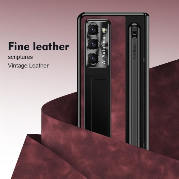 Luxury Premium Retro Leather Folding Stand Phone Case For Samsung Galaxy Z Fold 5 - Image 13
