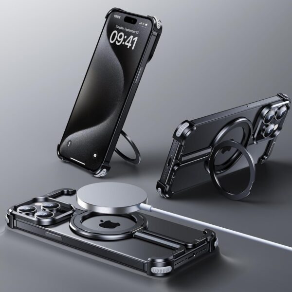Luxury Premium Metal Framless Magsafe Magnetic Stand Phone Case Cover For iPhone Series - Image 11