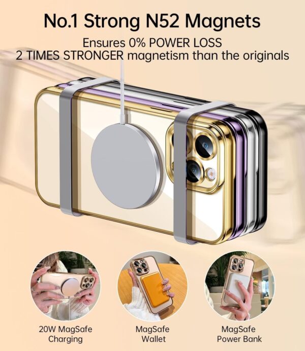Luxury Premium Transparent Plating Magsafe with Full Camera Lens Case Cover For iPhone 15 Pro Max/16 Pro Max - Image 7