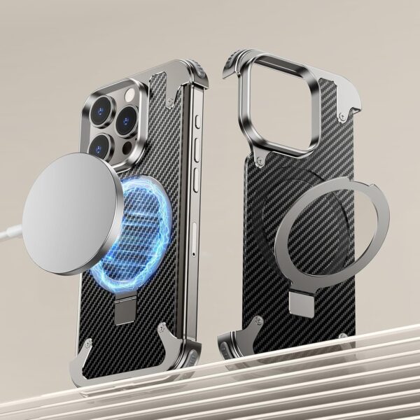 Luxury Premium Oatsbasf Magsafe Magnetic Anti-Collision Carbon Fibre Case  Cover for iPhone Series - Image 5