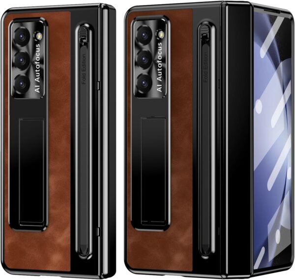 Luxury Premium Retro Leather Folding Stand Phone Case For Samsung Galaxy Z Fold 5 - Image 25
