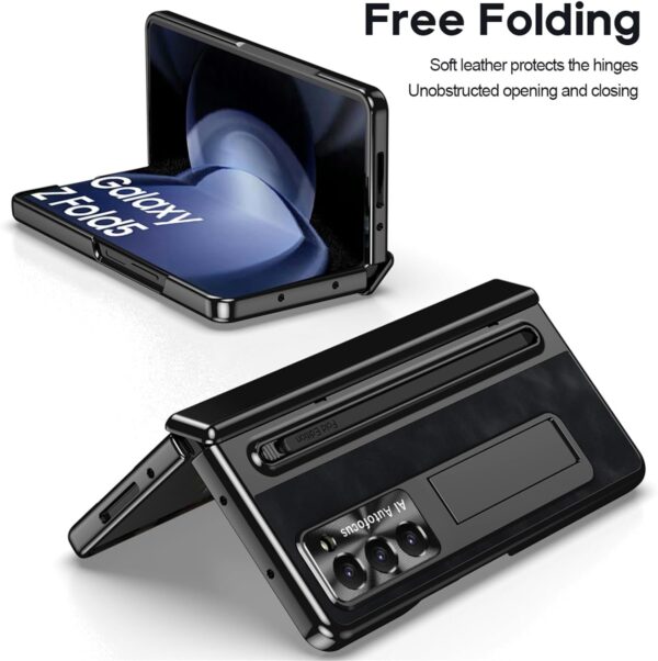 Luxury Premium Retro Leather Folding Stand Phone Case For Samsung Galaxy Z Fold 5 - Image 24