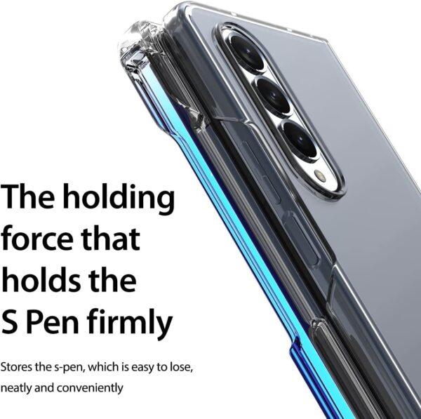 NINKI Crystal Clear Transparent with S Pen Slot Hinge Protective Cover Case for Galaxy Z Fold 3/Z Fold 4 - Image 9